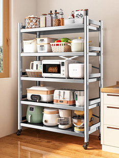 厨房不锈钢置物架落地多层多功能微波炉烤箱架子小家电收纳放锅架