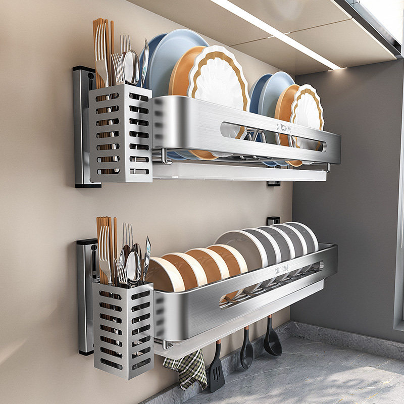 碗架壁挂式304不锈钢碗碟沥水架厨房免打孔碗盘筷子筒收纳置物架,厨房/烹饪用具,碗架,淘宝优惠券,粉丝福利购,淘宝优惠卷