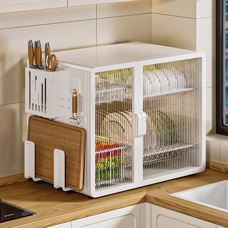 勒克碳钢密封带柜门碗碟收纳架