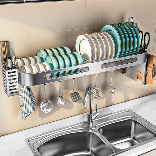 壁挂式碗架304不锈钢厨房水槽上方置物架碗碟收纳层架放碗筷沥水