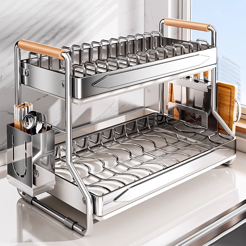 不锈钢碗碟收纳架厨房多功能置物架碗盘沥水架放放碗架碗筷收纳盒