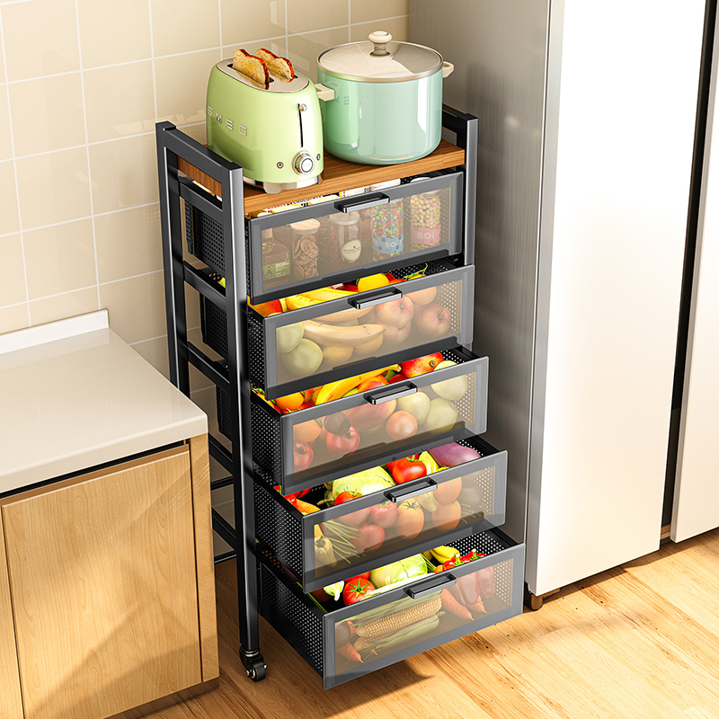 厨房蔬菜置物架落地多层抽拉抽屉式果蔬水果菜篮子收纳柜放菜架子