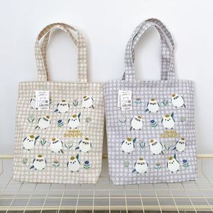 日本Kusuguru正品 刺绣小鸡单肩包手提包补习包购物通勤帆布503