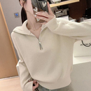 慵懒高级感针织衫 秋冬超好看半拉链高领毛衣女款 爆款 冬季 2025新款