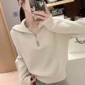 2025新款 冬季 爆款 秋冬超好看半拉链高领毛衣女款 慵懒高级感针织衫