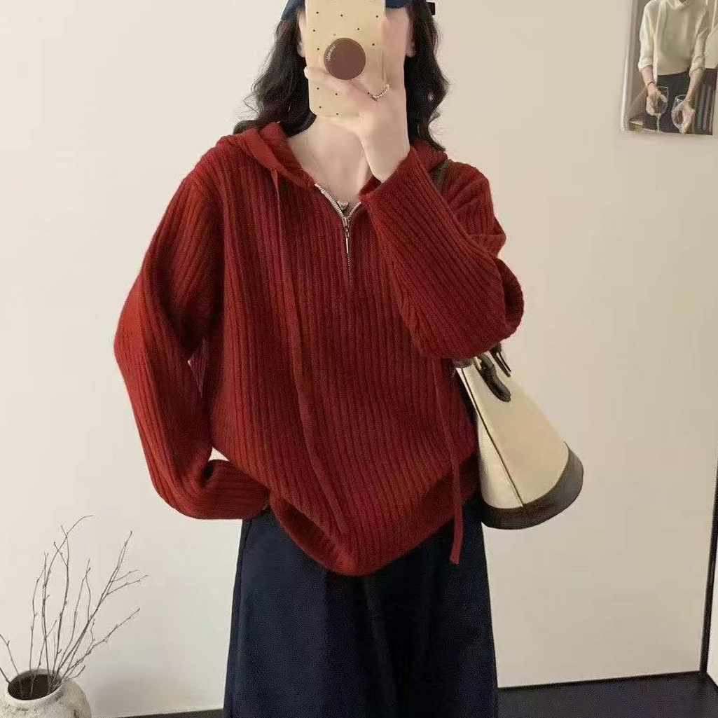 慵懒风连帽毛衣加厚针织衫打底衫