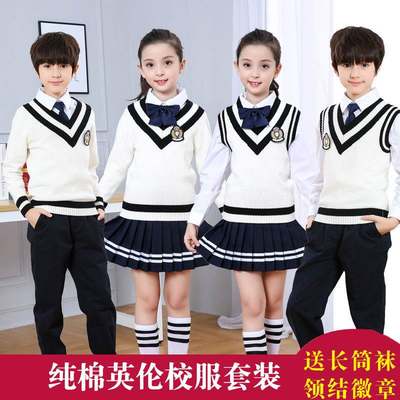 朗诗校服英伦风小学生歌诵幼儿园元旦服装儿童演出服中大合唱服服