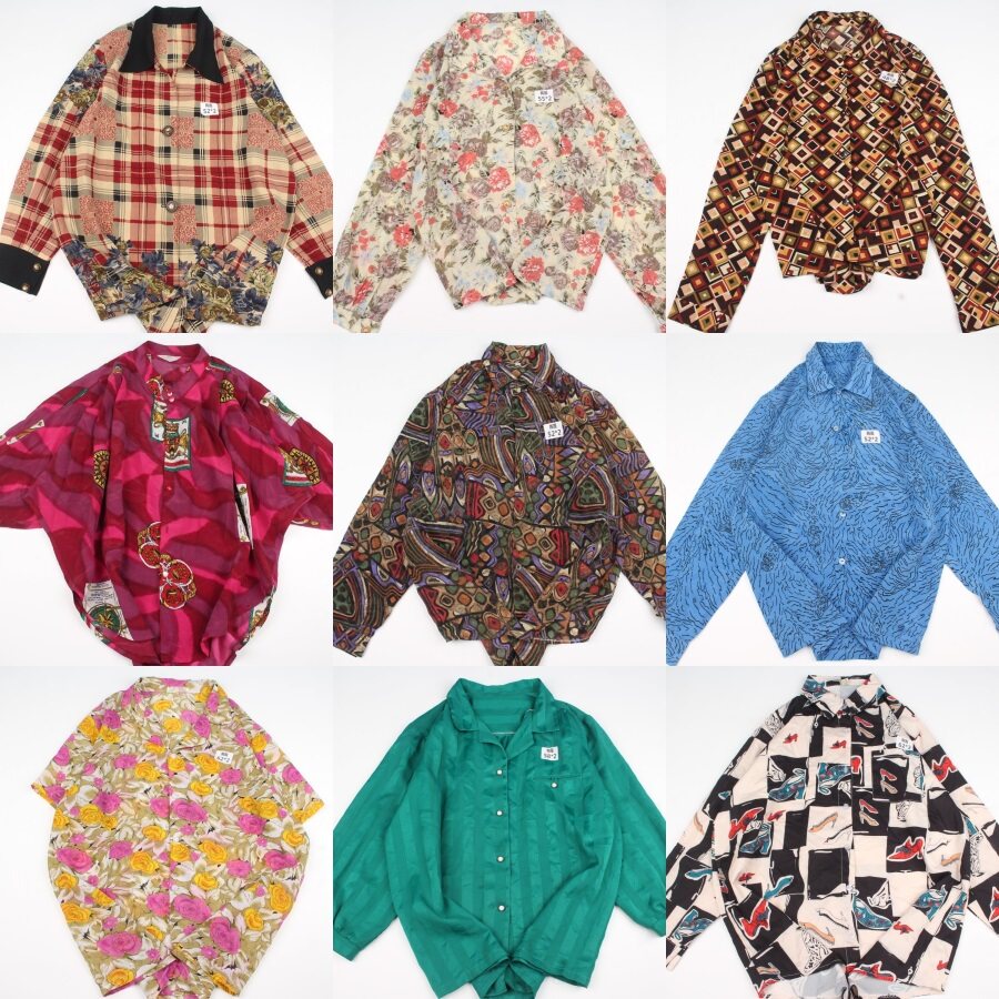 古着vintage复古日系夏威夷雪纺森女系宽松巴洛克短袖油画衬衫A43