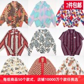 古着vintage复古日系夏威夷雪纺森女系宽松巴洛克短袖 油画衬衫 A22