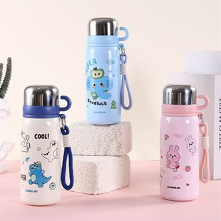 新款康林不锈钢保温杯儿童卡通便携水杯可爱双盖小学生保温水杯子