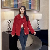 海宁2025秋冬女士学生外套羊羔毛皮毛一体加厚羊毛颗粒绒短款 皮草