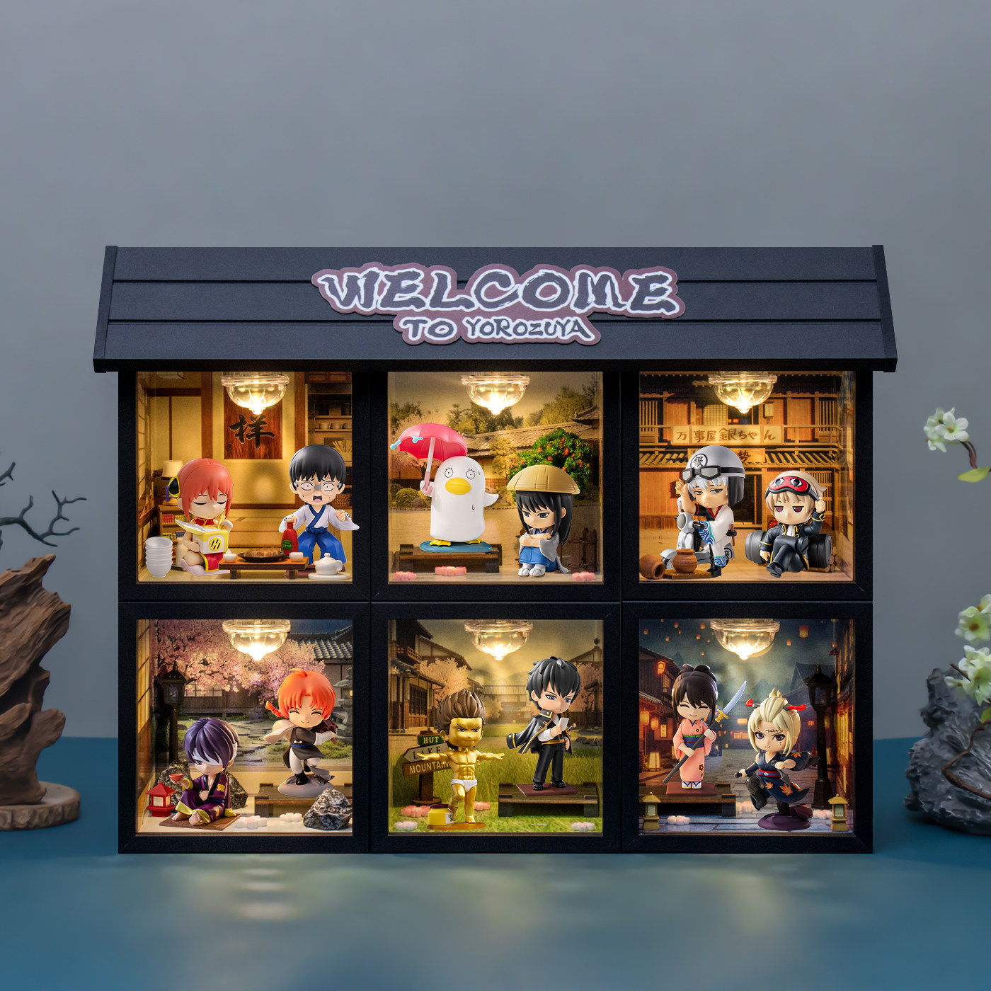 适用泡泡玛特银魂欢迎来到万事屋系列盲盒手办收纳场景展示盒摆件