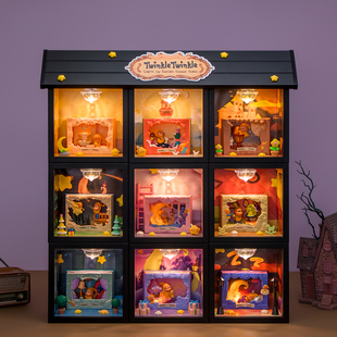 适用POPMART泡泡玛特星星人点亮系列场景盲盒手办场景收纳展示盒