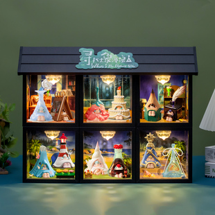 适用POPMART泡泡玛特1001MOONS寻找大象滑梯系列盲盒场景展示盒