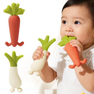 6月 婴儿硅胶牙胶胡萝卜磨牙棒食品级可水煮宝宝咬咬乐安抚玩具3