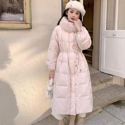 韩版高级感中长款过膝羽绒服外套