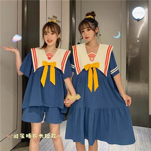 夏季可爱日系公主美少女薄款家居服两件套网红睡衣裙ins风套装潮