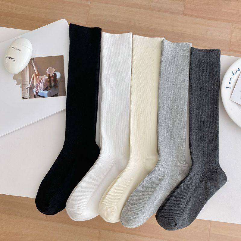 双针竖条纹袜子女秋冬高筒及膝堆堆袜芭蕾风jk长筒显瘦小腿袜纯色,女士内衣/男士内衣/家居服,长筒袜,淘宝优惠券,粉丝福利购,淘宝优惠卷