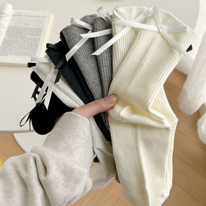 蝴蝶结女袜子中筒jk堆堆袜