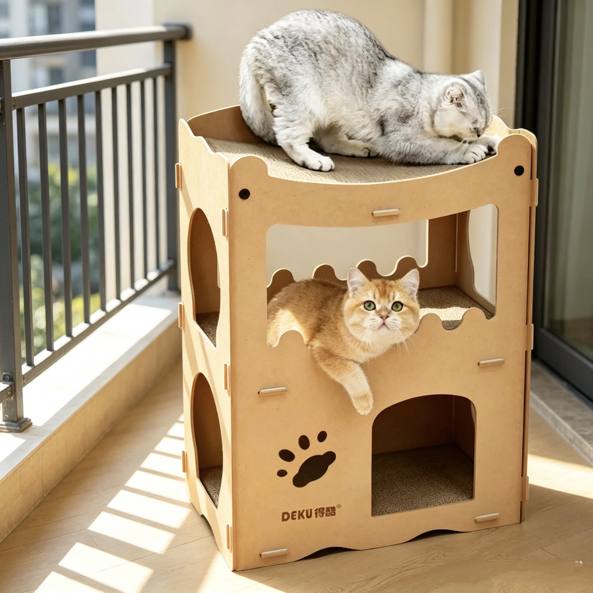 猫抓板猫窝一体宠物两层猫屋豪华猫别墅猫咪磨爪神器瓦楞纸猫房子