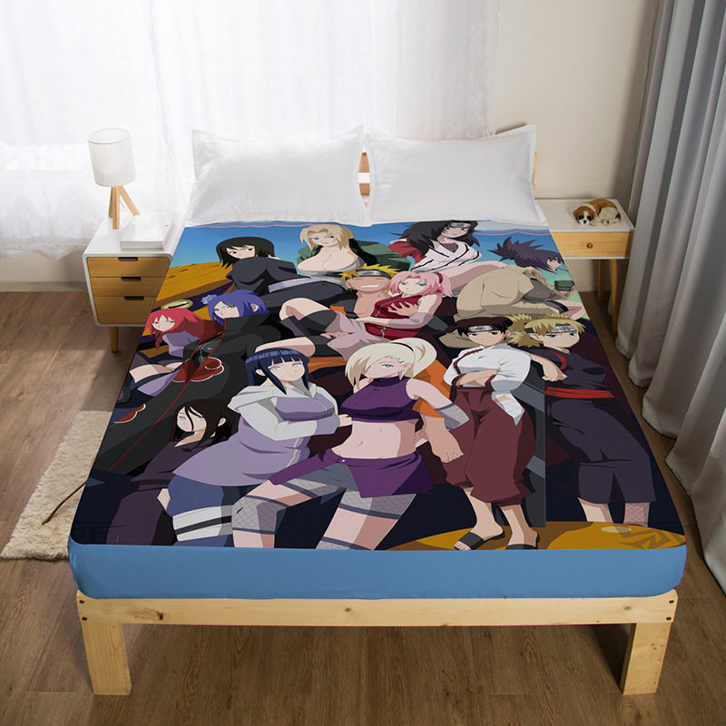 卡通动漫火影鸣人儿童床笠1.5床品单人薄棕垫防滑套宿舍1.2米床罩