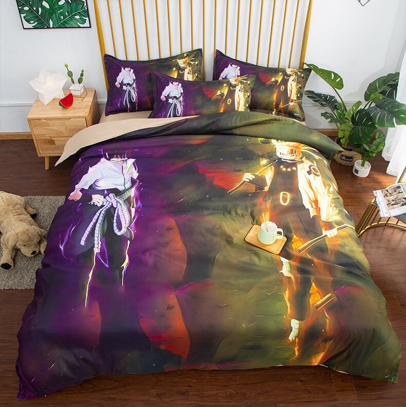 卡通动漫火影鸣人儿童四件套1.8米床笠学生宿舍被罩床单三件套1.2