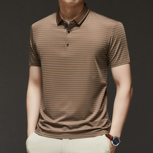 夏季中青年休闲百搭短袖条纹POLO衫时尚打底T恤衫