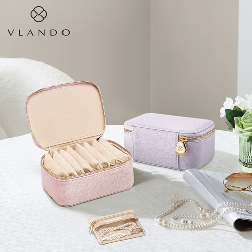 VLANDO唯兰朵首饰盒耳环珠宝收纳盒防氧化首饰袋子绒布收纳盒旅行