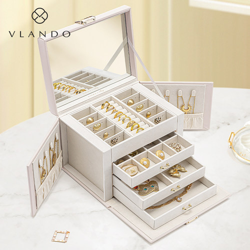 VLANDO唯兰朵首饰盒大容量项链手链戒指饰品收纳盒多层精致高档