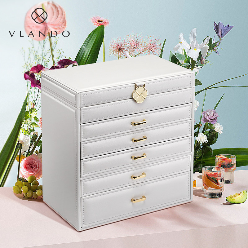 唯兰朵首饰盒大容量精致多层高级抽屉式手表饰品收纳盒生日礼物