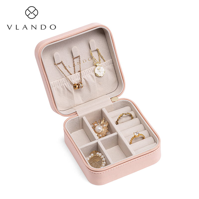 VLANDO便携式首饰盒女公主欧式韩国饰品收纳旅行小巧耳环钉戒指盒