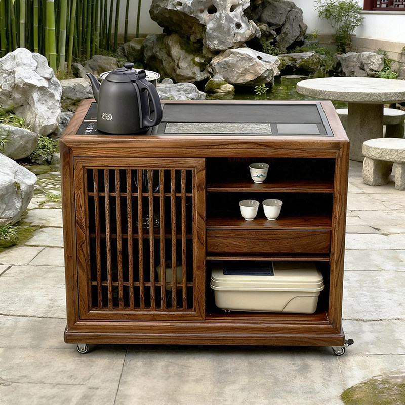 新中式移动茶水柜北美黑胡桃实木茶边柜台小型家用烧水壶一体边几,住宅家具,可移动边柜,淘宝优惠券,粉丝福利购,淘宝优惠卷