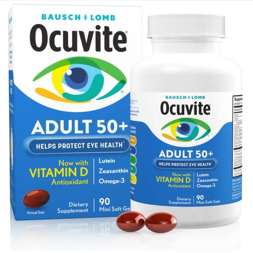 美国直邮Bausch + Lomb Ocuvite50+中老年眼部维生素和矿物质补充