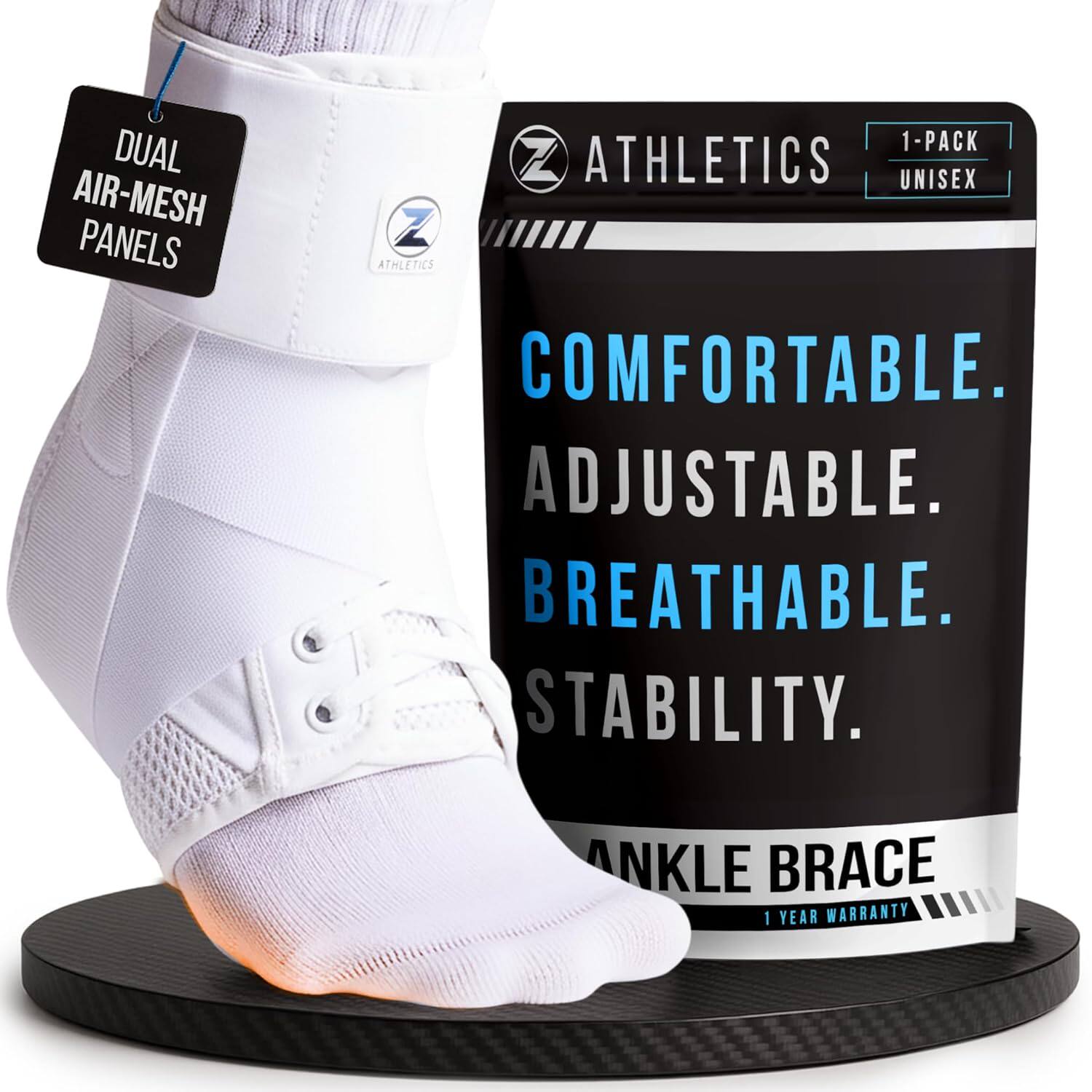 美国直邮Z ATHLETICS Ankle Brace for Women Men可调节支撑护踝