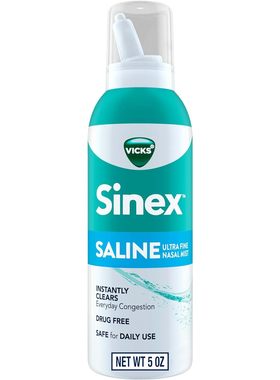 USA直邮 Vicks Sinex Saline鼻喷雾剂无药超细雾缓解清洁粘液