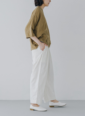 女士纯汉麻萝卜裤圆领中袖上衣9支100%汉麻吸湿透气抗菌抑菌清爽