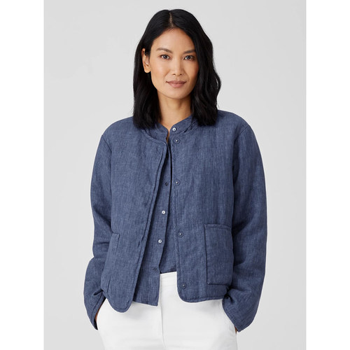 EF女士短款薄蚕丝棉服外套汉麻棉