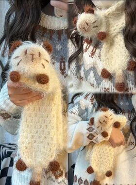 手工自制混纺雪花纱特色线暹罗猫猫围巾钩针diy材料包送女友