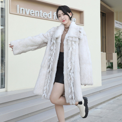 2025新款年轻版毛毛大衣中长款真毛皮毛一体獭兔毛皮草外套女大衣