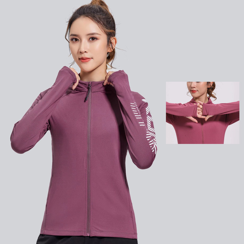 网球羽毛球服女瑜伽外套春秋季薄款运动跑步健身服长袖手套袖上衣