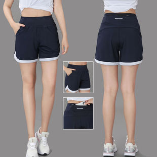 田径训练马拉松跑步短裤女外穿速干腰包瑜伽健身高腰运动三分裤夏