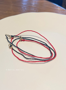 纤细小福牌红绳情侣款简约