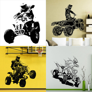 95款 QUAD 沙滩车骑手贴纸四轮赛车墙贴装 饰画 全地形车贴画ATV