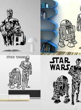 R2D2和C3PO海报墙贴画星球大战经典机器人墙面装饰画贴纸壁画墙纸