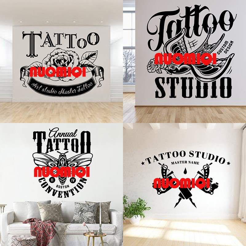 68款tattoo刺青纹身店图案背景墙贴画招牌玻璃门窗装饰自粘贴纸