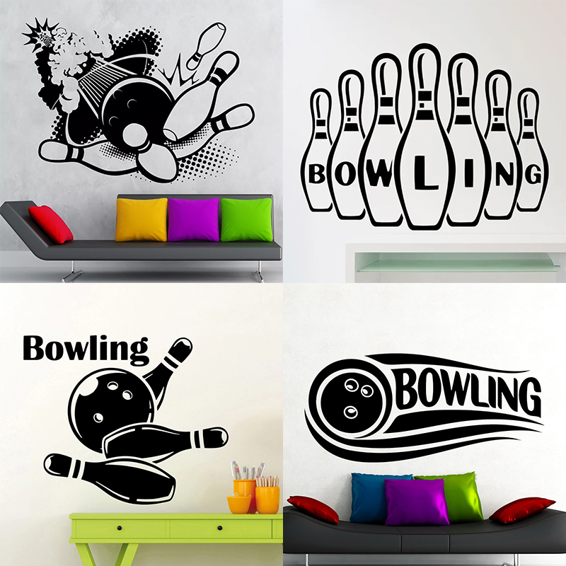 保龄球墙贴地滚球贴画滚木球戏Bowling体育馆运动场贴纸镂空PVC