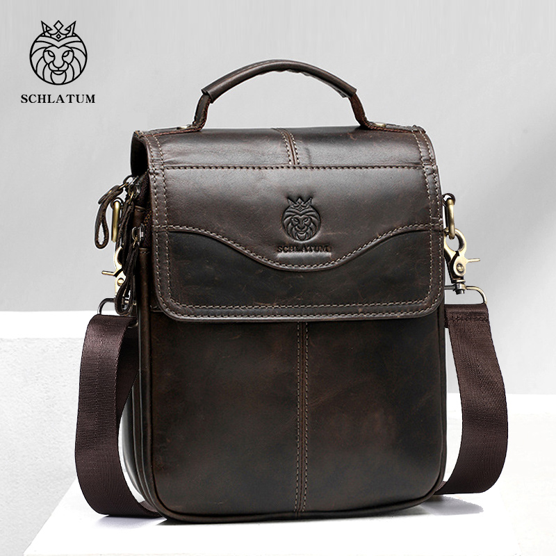 2025新款翻盖头层牛皮单肩斜挎包男士真皮多功能手提包大容量三层