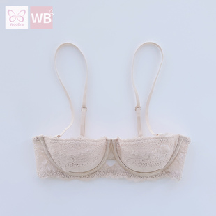 荔枝家WooBra可爱蕾丝杯口肩带可拆卸带防滑条软钢圈上托文胸超薄