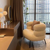 网红BOBO椅家用久坐电脑椅卧室羊羔绒化妆椅化妆椅休闲 单人沙发