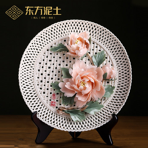 纯手工挂盘摆件《花开富贵》